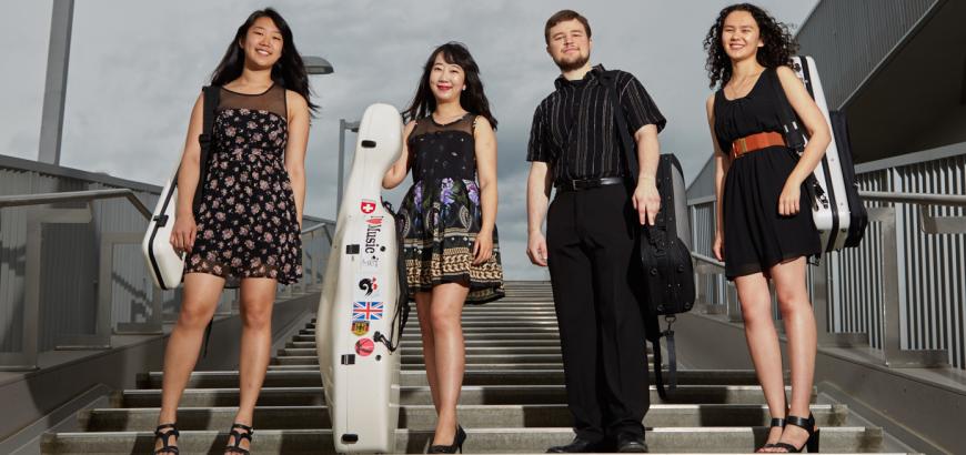 The Corda Quartet, coached by Melia Watras: Judith Kim and Heather Borror, violins; Emmeran Pokorny, viola; and Yang Lu, cello (Steve Korn photo).