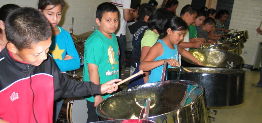 children playing steel pan