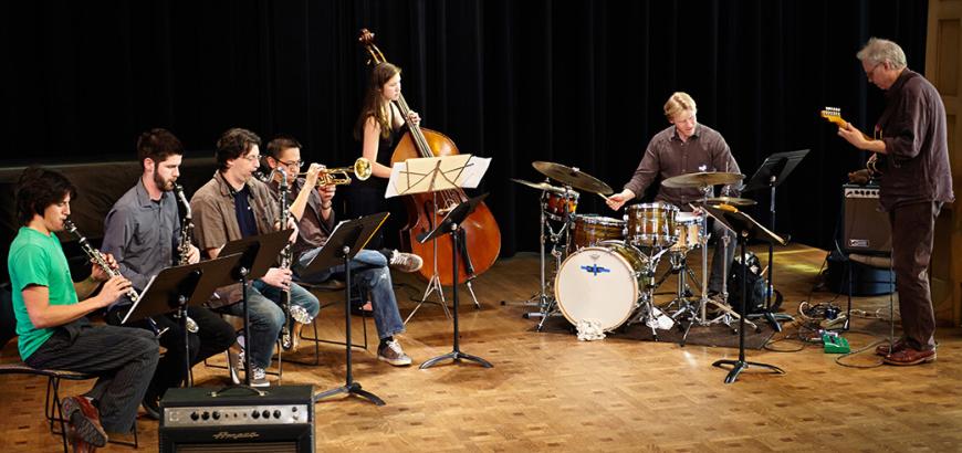 Bill Frisell and Ted Poor with jazz band