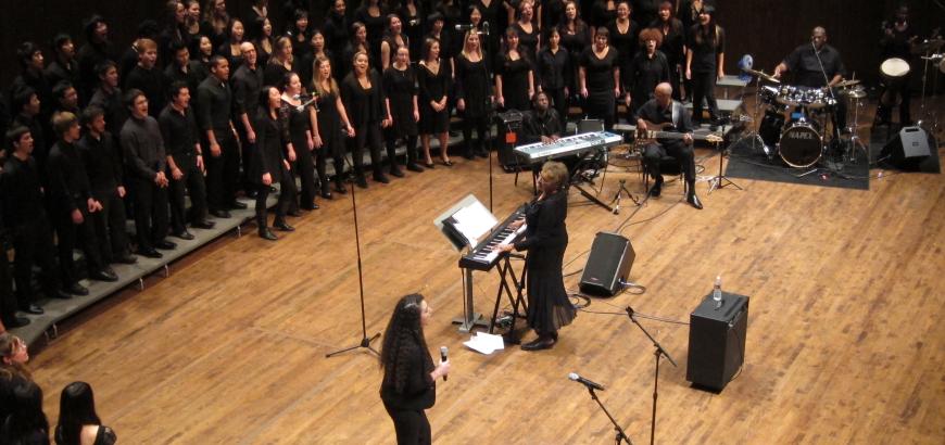 Phyllis Byrdwell directs the UW Gospel Choir.