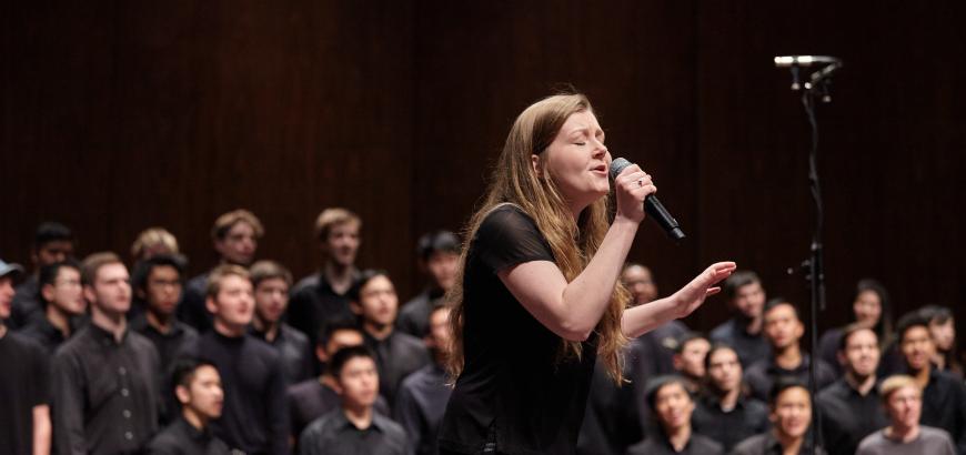UW Gospel Choir soloist (photo: Steve Korn)