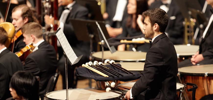 Percussion section in orchestra