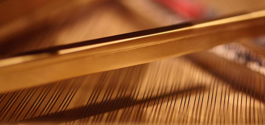 Closeup of piano strings