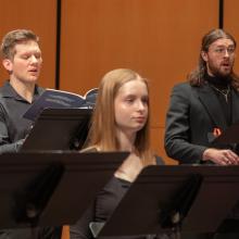 Chamber Singers in rehearsal at Meany Hall (Photo: UW Photography). 