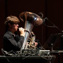 Modern Music Ensemble rehearsal at Meany Hall (Photo: UW Photography).