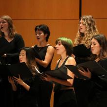 Treble Choir in rehearsal at Meany Hall (Photo: Cyan Duong). 