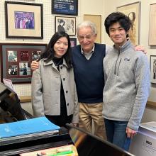 Winners of the Piano Concerto Competition with Professor Sheppard (Photo: Joanne DePue).